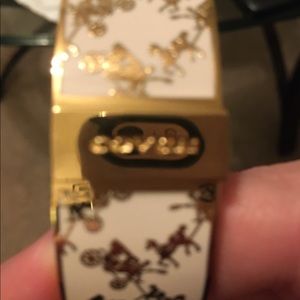 Coach white and Gold enamel bangle